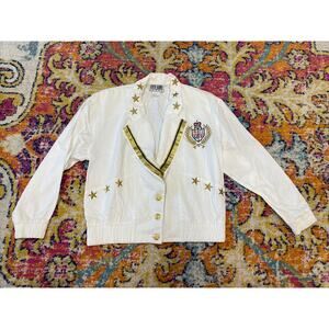 Vintage 80’s City Girl Sport jacket nautical flight stars, Size 6, Gold Crest